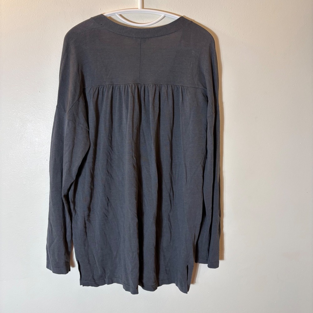 J. Jill Pure Jill Gray Cotton Rayon Hidden Button Pleated Cardigan Sweater XL - Picture 5 of 5